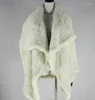 Sciarpe 2023 Poncho in vera pelliccia Giacche in maglia Avvolge il cappotto con scialle Ispessimento Soprabito Pipistrello femminile Stile di moda