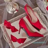 Zapatos de vestir de primavera elegantes zapatos de salón con lazo de seda para mujer, zapatos de tacón alto de 8cm con punta estrecha para mujer, blanco, rojo, boda fina 2023