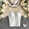 Camisoles Tanks Bustier camisole bra sexy crop top spaghetti strap tanke tops corset built in bra off shoulder cami fashion solid color camis 230506