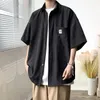 Chemises décontractées pour hommes 2023 Été coréen Tendance Hommes Manches courtes Coupe ample Glace Soie Tops Tout-Match Blanc Noir Gris Chemise Homme