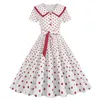 Casual Dresses Women Lapel Short Sleeve 1950 -talets hemmafru kvällsfest prom klänning