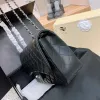 7A Donna Designer Portafogli in pelle bovina lucida Borse con patta Classica borsa a tracolla in metallo trapuntato con diamanti Borsa a tracolla a tracolla di lusso Borse a grande capacità Portamonete 30CM