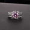 Cluster Ringe CMajor Sterling Silber Synthetischer Diamant Schmuck Mode 14 Karat Kubikzirkon Weiß Gelb Blau Rosa Runder Klassischer Ring Für Frauen