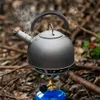 Camp Kitchen 2L Portable Camping Titanium Kettle Outdoor Titanium Water Kettle Pot Tea Pot Coffee Pot With Warning Buzzer Picnic Table Seary P230506