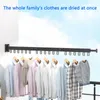 Organization Wall Mounted Clothes Rack Folding Coat Hanger Dryer Hanging Rail Rod Wardrobe Hooks for Bathroom Balcony Indoor Outdoor