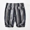 Mäns shorts Summer Kontrast randiga shorts för män Pure Linen Lightweight Beach Straight Loose Button Up Short Pants 230506