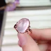 Klusterringar naturliga rosa kristallpärl kvinnors ring med oval stil