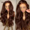 Lace Wigs HD Chocolate Brown 13x6 Body Wave Front Wig Braziliaans 360 Volledige transparante frontale voor vrouwen Human Hair 230505