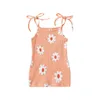 Kız Elbiseler Çocuk Bebek Bebek Yaz Elbise Günlük Kolsuz Kravat Omuz Çiçek Baskı Plajı 6m-5T