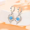 Brincos de argolas da moda criança 925 prata azul zirconia romances brincar com garotas lindas jóias anti-alérgicas