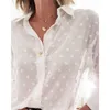 Kobiety Bluzki Koszule Modna długie rękawie kropka damska elegancka biała ol koszula