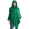 Foulards solide Cape manteau femmes Poncho épais gland ourlet irrégulier Cape pull tricoté avec capuche Capa Mujer