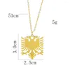 Pendant Necklaces Fashion Metal Stainless Steel Albanian Eagle Necklace Gold Color Double-head National Flag Hip-hop Chain Jewelry