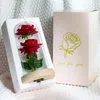 Dekorativa blommor konstgjorda romantiska faux rose LED -ljus för alltid blommuppsättning gåva för kvinnor flickvän moderkontor eller heminredningar