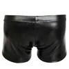 YiZYiF Sexy hommes Boxer court fétiche culotte de sous-vêtements brillant en cuir verni exotique cordon métallique Boxer Shorts maillots de bain plage 230506