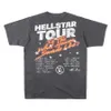 Hellstar Studios Alphabet Side Face logo Stampa T-shirt a maniche corte in cotone lavato Uomo T-shirt da donna T-shirt in cotone unisex T-shirt vintage da uomo T-shirt allentata estiva Rock SMLXL