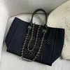 Luxury Handbag Shop 85% de réduction sur les sacs à main bon marché Nouvelle petite toile parfumée avec chaîne à main en cuir Pearl Beach Mommy One Shoulder Tote Bag