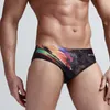 Herrbadkläder Herrtryckade badkar Triangel Shorts Swimming Trunks Racing Briefs Racer Bathers Professional for Training and Competition P230506