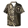 Casual shirts voor heren 2023 korte mouwen V-hals heren zomershirt met één borsten aangepaste polynesische etnische gedrukte zee eenvoudige kleding