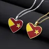 Pendentif Colliers Mode Coeur Carte Drapeau Tigré État Éthiopien En Acier Inoxydable Africain Bijoux Pour Femmes Filles