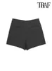 Damskie szorty Traf Women Fashion Style Pareo Self -Nekall Shorts Spritle Vintage High Taist Side Zapip Kobieta Skort Mujer 230505