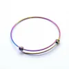 Bangle 20pcslot 316 Stainless Steel DIY Charm Bangle 50-65mm Jewelry Finding Expandable Adjustable Wire Bracelet Wholesale 230506