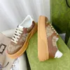 Designer Bedruckte geprägte Sneaker Schuhe Herren Damen Freizeitschuh Retro-Trainer Dicker Boden Echtes Leder Klassisches Segeltuch in Beige und Ebenholz Luxus-Sneaker EU46 a4