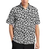 Mäns casual skjortor svart vit leopard tryck skjorta snö cheetah strand lös hawaiian y2k blusar korta ärmar design överdimensionerade kläder
