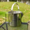 Cozinha de acampamento 1.2l Aço inoxidável ao ar livre Aço da montanha escalada Camping Bule portátil pendurado panela de panela de café Piquennic P230506