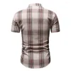 Men's Casual Shirts Mens Plaid Western Hipster Short Sleeve Button Up Shirt Men Business Office Workwear Male Camisa Masculina