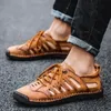 Sandalen Big Size Men Leather Beach Sandalen Outdoor Zomer Handmade Men Schoenen Men Ademen Casual schoenen Schoeisel Walking Sandalen 230505