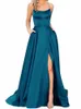 Casual Kleider Einfarbig Brautjungfer Kleid Frauen Sexy Spaghetti Strap Backless Lange Kleider Elegant Split Prom Party Hochzeit Abendkleider Z0506