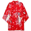 Vêtements Ethniques Bebovizi Plage Yukata Hommes Femmes Cardigan Rouge Blouse Harajuku Japon Fleurs De Cerisier Kimono Femme Style Japonais Vêtements Sexy