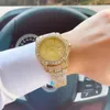 Moissanite Relógio Rlexo Relógio de alta qualidade Novo relógio masculino de luxo de alta qualidade Relógio de quartzo Calendário de seis pinos à prova d'água Arco-íris Diamante Casal Quartzo