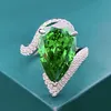 2022 Pear Cut 8CT Emerald Diamond Ring 100% Real 925 Sterling Silver Party Wedding Band Rings for Women Men Engagement Smycken