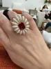 Band Ringen GODKI Luxe Bold Grote Bloem voor Vrouwen Bruids Kubieke Zirkoon Dubai Accessoires Vinger Ring Strand Sieraden 230506