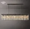 Marignan Lustres rectangulaires modernes en verre transparent suspendus pour salon salle à manger cuisine îlot lampes suspendues Lustre