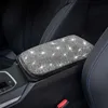 New Crystal Car Armrest Cover Mat Leather Waterproof Non-slip Storage Box Pad Auto Styling Bling Car Accessories Interior for Woman