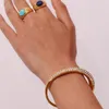 Bangle 2023 gioielli di lusso per feste femminili placcati in oro grosso dichiarazione cubic zirconia cristalli pavimentati braccialetti braccialetti in acciaio