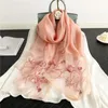 Scarves Silk Wool Scarf Embroidered Magnolia Women Flower Shawls Wrap Lady Travel Pashmina High Quality Winter WholesaleScarves