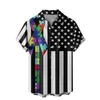 Chemises décontractées pour hommes 4 juillet Mens Star Usa Flag Graphic Print Pull Tops Summer Vintage Manches courtes Bouton Down Blusas Hombre