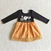 Girl Dresses Wholesale Happy Year Kids Clothing Girls Firework Balloons Top Gold Shiny Tulle Long Sleeve Dress For