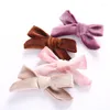 Hair Accessories Children Baby Fashion Solid Velvet Clips For Girls Kids Knot Bow Hairgrips Barrettes Women Wholesale