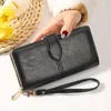 Wallets Simple Style Matte Oil Wax Leather Zipper Clutchs Portable Lightweight Coin Purse Gift For Birthday