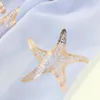 Scarves High Quality Summer Shawls Woman White Gold Foil Starfish Scarfs For Womens Ladies 100pcs/lot