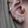Hoop oorbellen Enshir gekleurde vierkante zirkooncirkel voor vrouwen eenvoudige Franse zilveren kleur geometrische knuffels geschenkpendientes