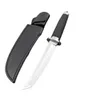 Speciaal aanbod Outdoor Fixed Blade Tactical Knife 440c Satin Tanto Point Blade Rubberen Plastic handgreep rechte messen met lederen schede