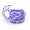 Charm Bracelets 2023 Multifunctional Wristband 10 Colors Sari Silk Ribbon Wrap Yoga With Pink Flower Fashion Women Bracelet Jewelry