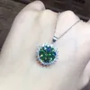 Trendy 4CT Green Moissanite Obietnica Pendant 925 Srebrne Srebrne Wisiorki Naszyjnik dla kobiet mężczyzn Party Choker Biżuteria