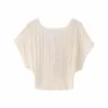 Kvinnors T -skjortor Crop Top Women Tulle Wrap Ruched Female Short Sleeve Tops 2023 Summer Streetwear Sexy Tube Ladies